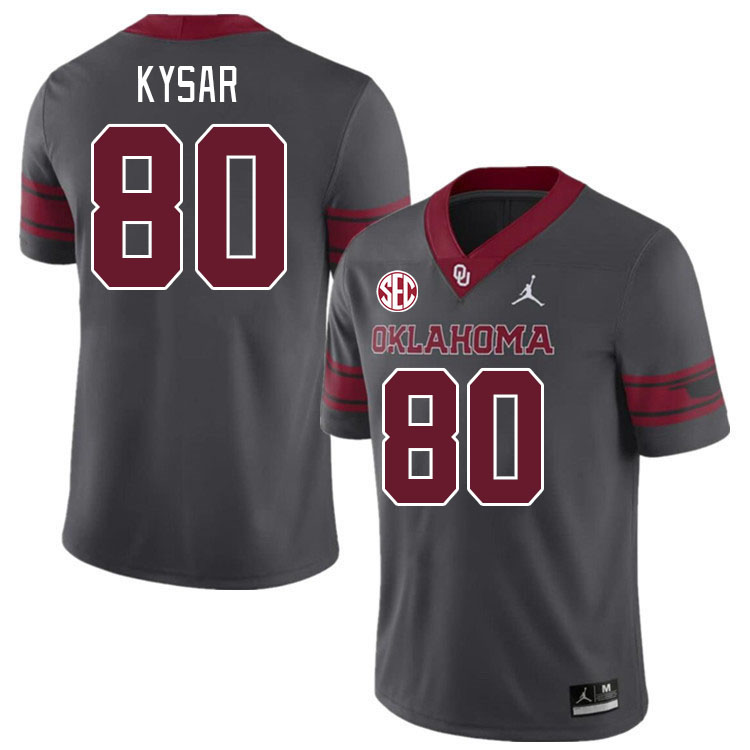 #80 Bergin Kysar Oklahoma Sooners 2024 SEC Conference College Football Jerseys-Charcoal